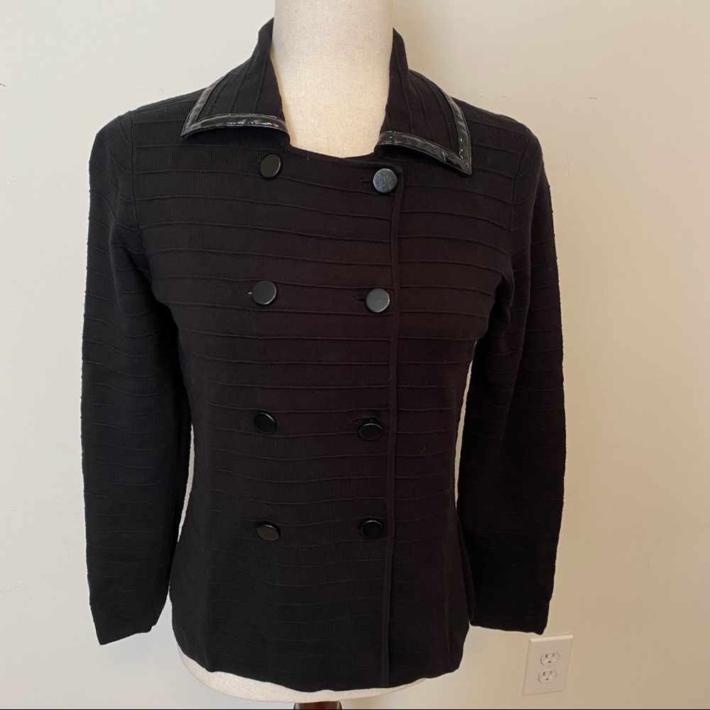 Charter Club Black Knit Blouse Size Ps